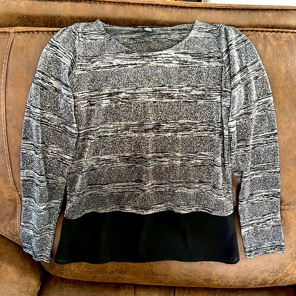 INC International Concepts Metallic Striped Top Size Small